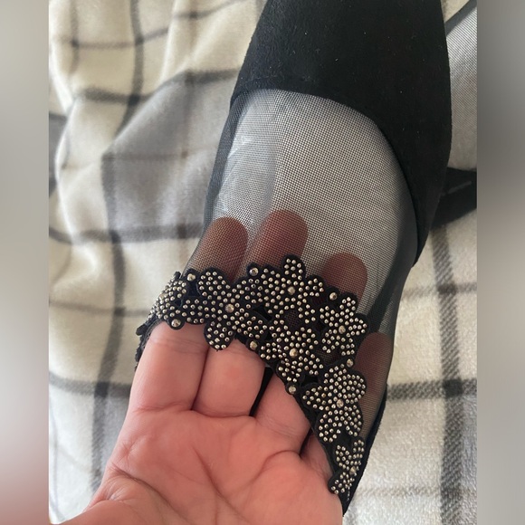 SHEIN NWT women’s black Pointed toe flats with rhinestones and mesh size 5 - Picture 6 of 8